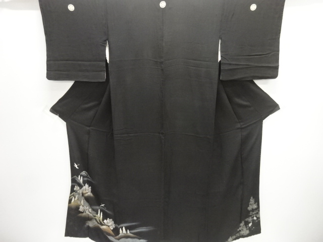 JAPANESE KIMONO / ANTIQUE TOMESODE / SILK / KINSHA / CRANE